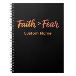 Faith > Fear Sunrise Gradient Inspirational Anpass Anteckningsbok