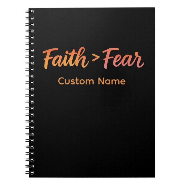 Faith > Fear Sunrise Gradient Inspirational Anpass Anteckningsbok (Framsidan)