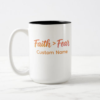 Faith > Fear Watercolor Sunrise Motivationa Anpass Två-Tonad Mugg