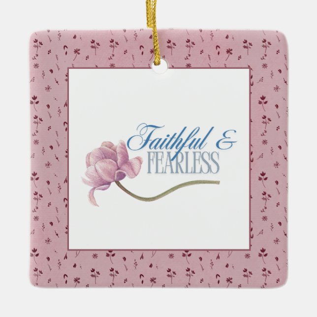 Faith & Fearless Typography Design Dekorativ kudde Julgransprydnad Keramik (Framsida)