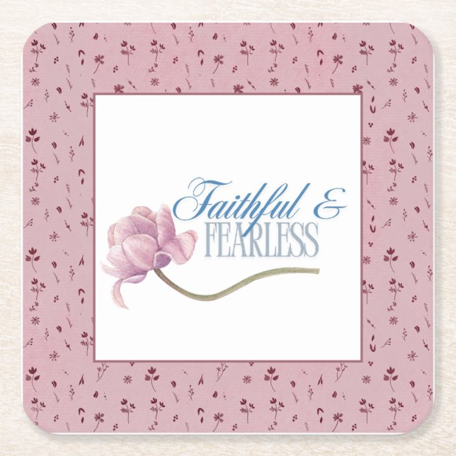 Faith & Fearless Typography Design Dekorativ kudde Underlägg Papper Kvadrat (Framsidan)