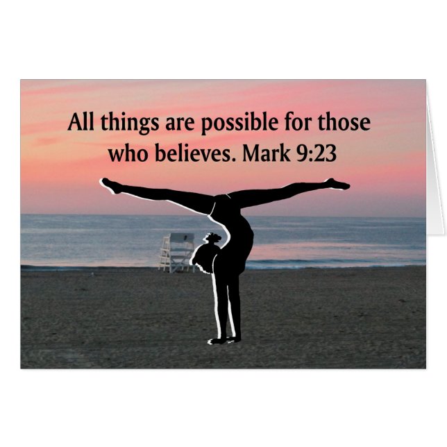 FAITH FILLED GYMNAST HÄLSNINGSKORT (Framsidan Horizontal)