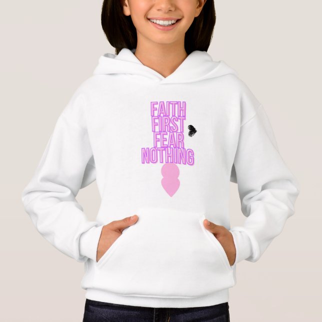 Faith First Fear Ingenting | Christian Hoodie T Shirt (Framsida)