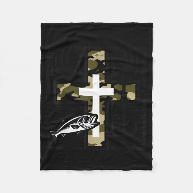 Faith Fishing Hunting Camo Cross With Hook B Chris Fleecefilt (Framsidan)