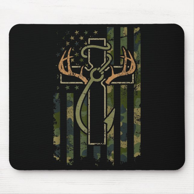 Faith Fishing Hunting Camo Us Flag Cross With Hook Musmatta (Framsidan)