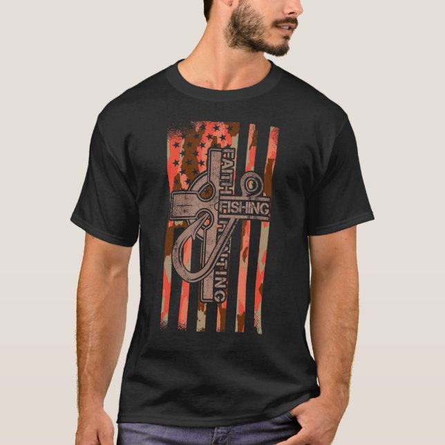 Faith Fishing Hunting Christian Kor Hunter Ameri T Shirt (Framsida)