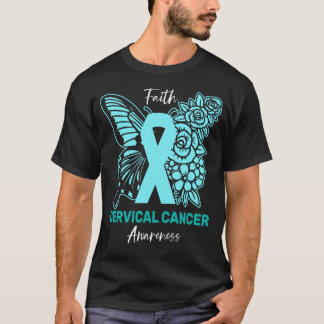 Faith Fjäril Blommig Cervicalcancer Medvetenhet T Shirt