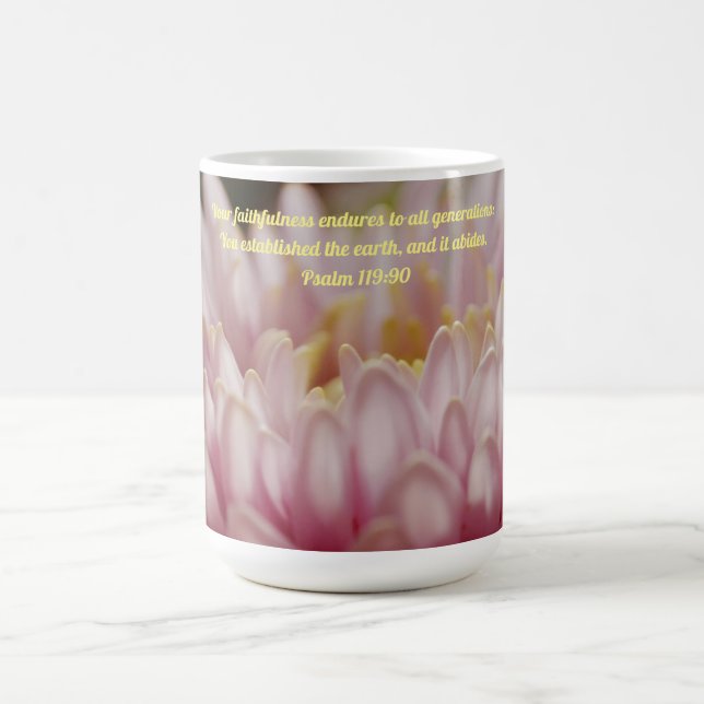 Faith Flower Bible Verse Rosa Blommigt Mugg Kopp (Center)