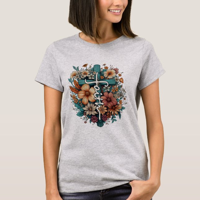 Faith Flowers Religiösa Christian Women's T Shirt (Framsida)