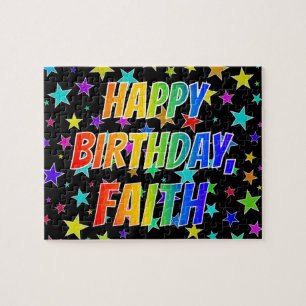 "FAITH" Första Namn, Roligten "GRATTIS PÅ FÖDELSED Pussel
