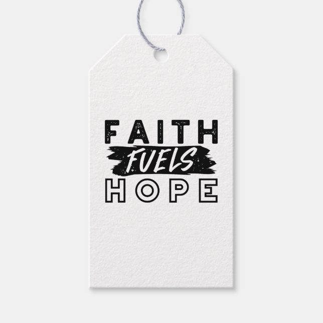 Faith Fuels Hope Quote – Uplifting Christian Art Presentetikett (Framsidan)