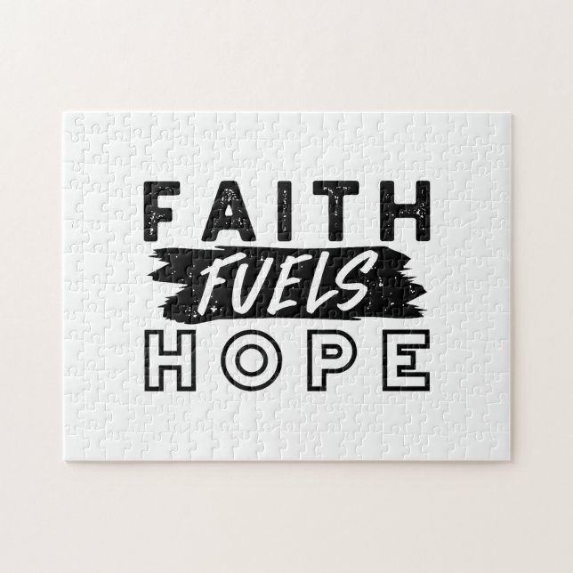 Faith Fuels Hope Quote – Uplifting Christian Art Pussel (Horisontell)