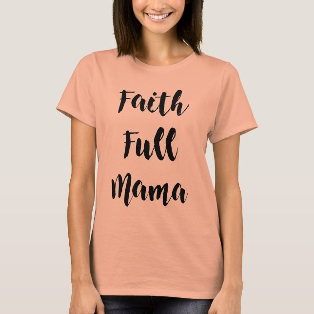 Faith-Fullt Mamma Grått Crew-Nacke Tee (Framsida)