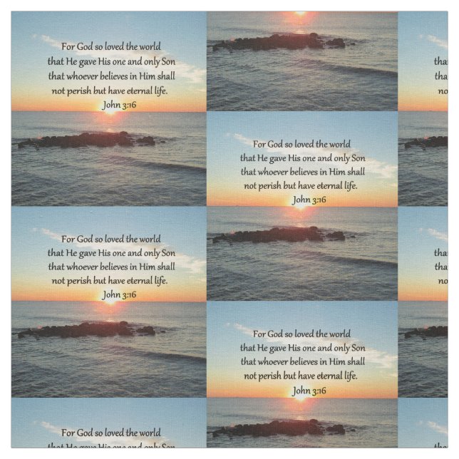 FAITH FYLLD JOHN 3:16 SUNRISE PHOTO FABRIC TYG (Provkarta)