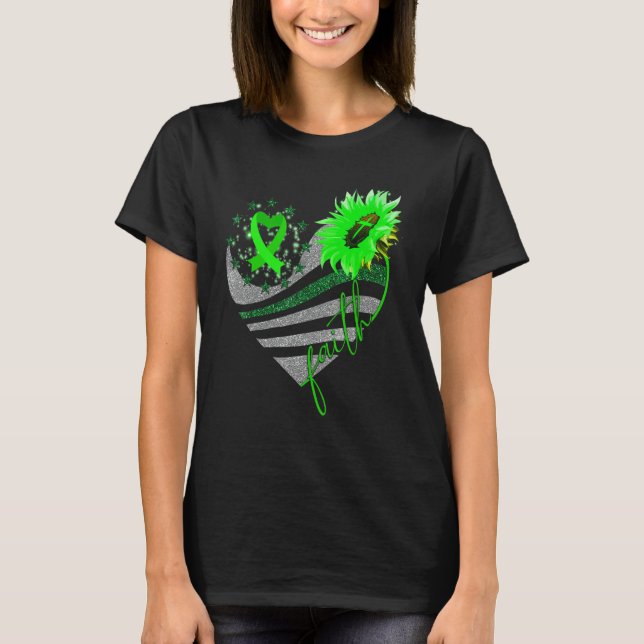 Faith Gastroparesis Awareness Sunflower Heart Ribb T Shirt (Framsida)
