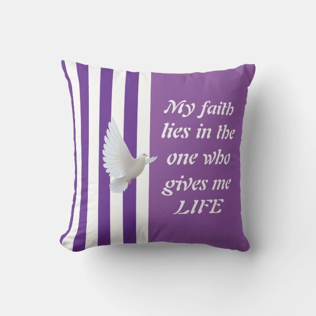 Faith Ge Life Lila Rand Reversible Pillow Kudde (Framsida)