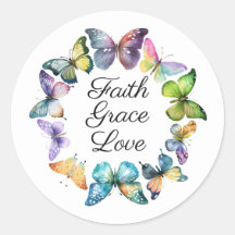 Faith, Grace och Kärlek Butterfly Sticker