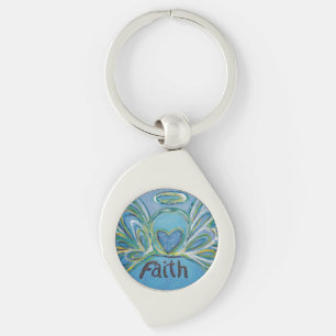 Faith Guardian Angel Ord Anpassningsbar Keychains Swirl Silverfärgad Nyckelring
