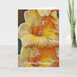 Faith Guld Peach Gladiolus Birthday Kort