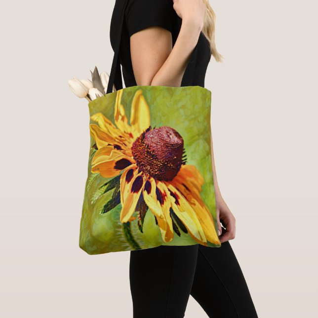 Faith Gult Coneflower Tote Psalm Tygkasse (Närbild)