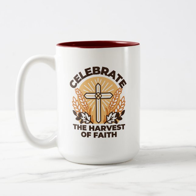 Faith Harvest Firande - Inspirational Art Två-Tonad Mugg (Vänster)