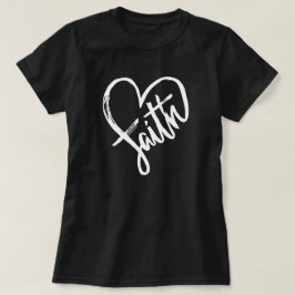 Faith Heart Christian Black and White T Shirt