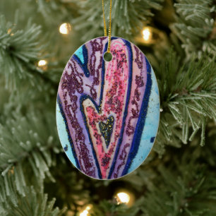 Faith Hearts Art Anpassningsbar Helgdag Gift Ornam Julgransprydnad Keramik