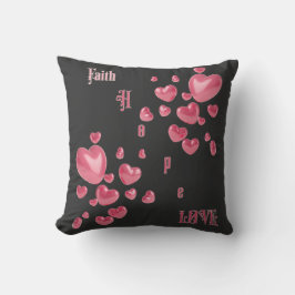 "Faith, Hope and Kärlek" Christian Dekorativ kudde