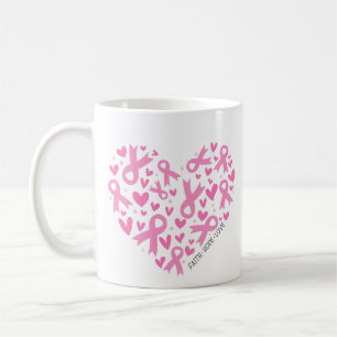 Faith Hope Bröstcancer Rosa Bandet Medvetenhet Kaffemugg