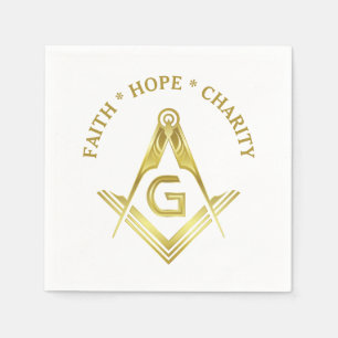 Faith Hope Charity Masonic Napkins Guld Freemason Pappersservett