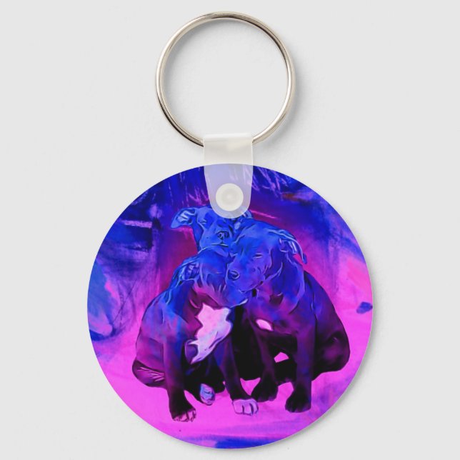 Faith Hope & Charity, misshandlade Pit Bull-hundar Nyckelring (Framsida)