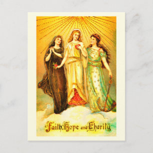 Faith Hope Charity vintage art Vykort