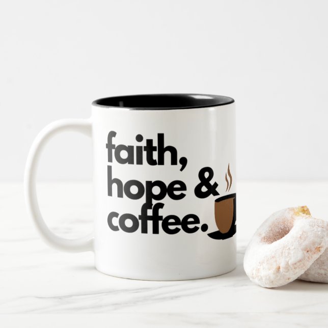 Faith, Hope & Coffee Två-Tonad Mugg (Med munk)