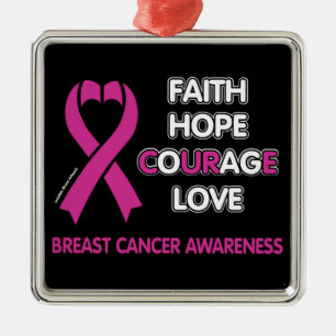 Faith Hope Courage Kärlek.. Breast Cancer Julgransprydnad Metall