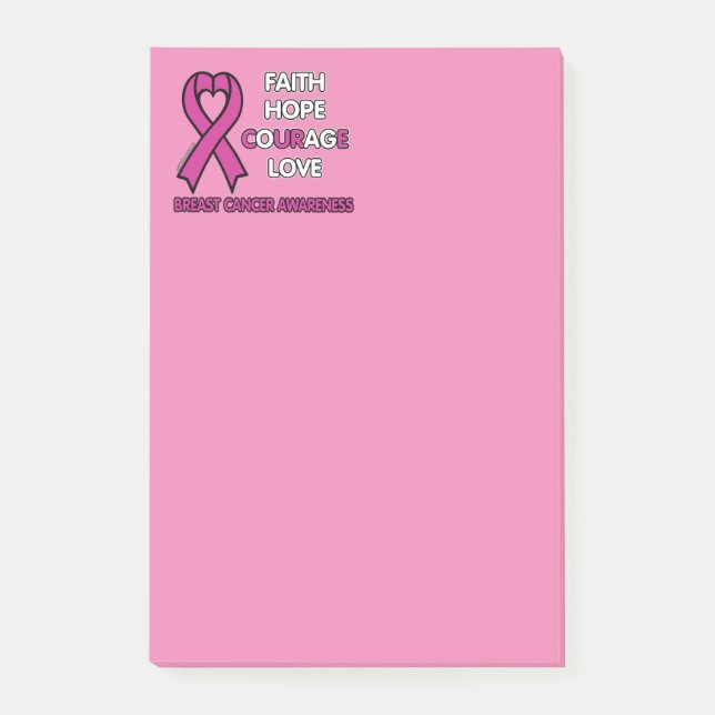 Faith Hope Courage Kärlek.. Breast Cancer Post-it Block (Framsida)