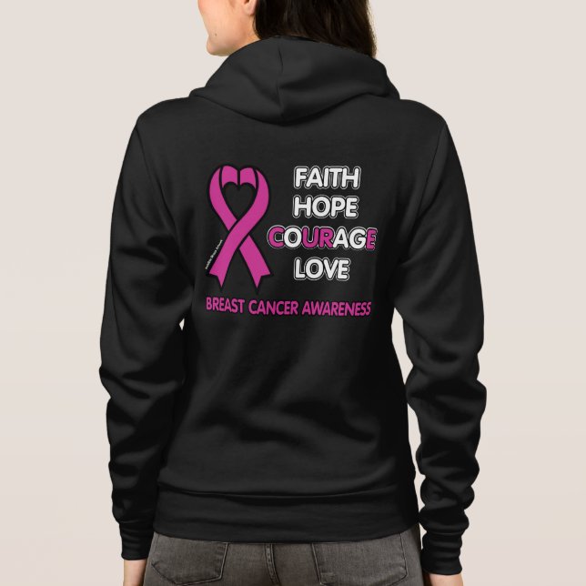 Faith Hope Courage Kärlek.. Breast Cancer T Shirt (Baksida)