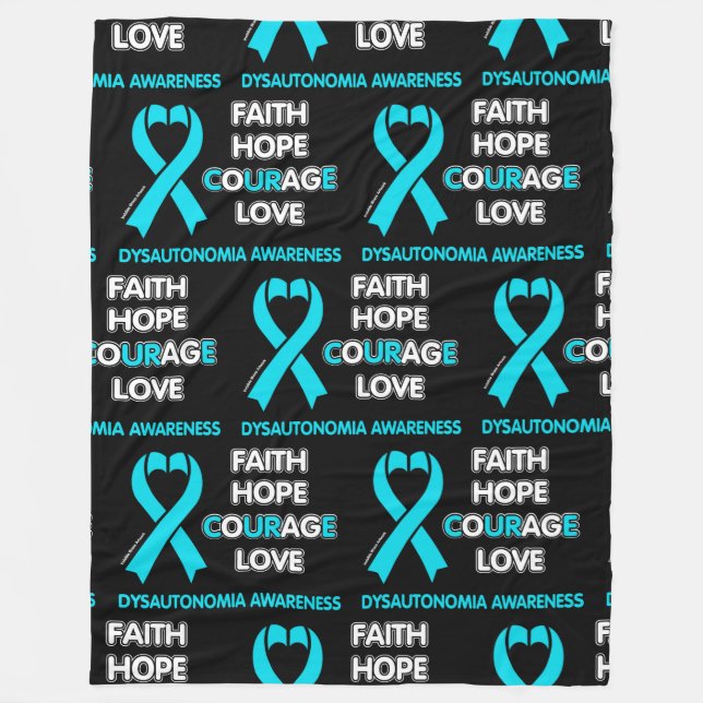 FAITH HOPE COURAGE KÄRLEK ...Dysautonomia Fleecefilt (Framsidan)