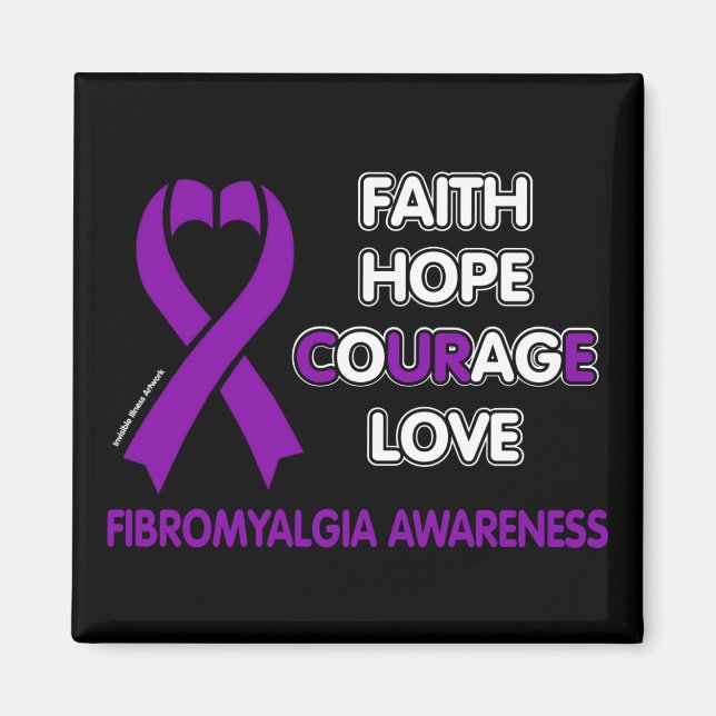 Faith Hope Courage Kärlek..Fibro Magnet (Framsidan)