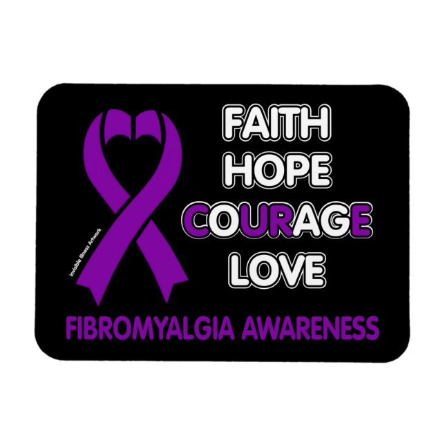 Faith Hope Courage Kärlek..Fibro Magnet (Horisontell)