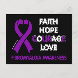 Faith Hope Courage Kärlek..Fibro Vykort