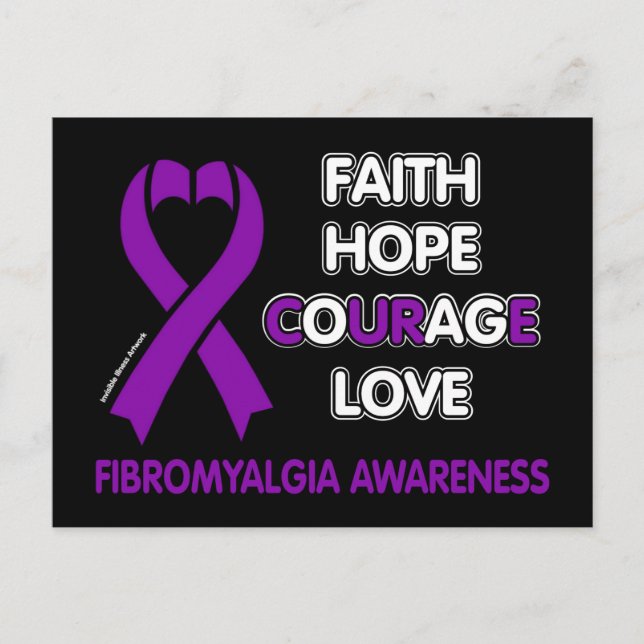Faith Hope Courage Kärlek..Fibro Vykort (Framsida)