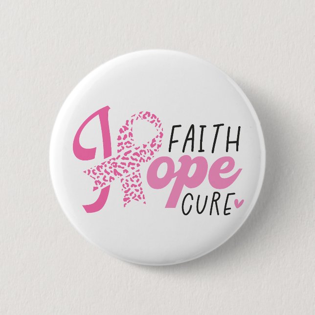 Faith Hope Cure Breast Cancer Pink Ribbon Knapp (Framsida)