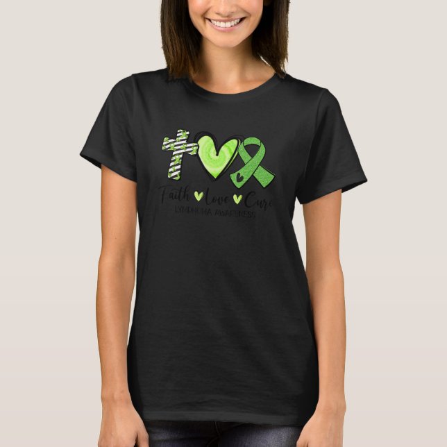 Faith Hope Cure Grönt Ribbon Lymphoma Awareness T Shirt (Framsida)