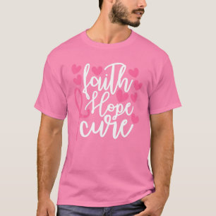 Faith Hope Cure Rosa Ribbon Breast Cancer Awarenes T Shirt