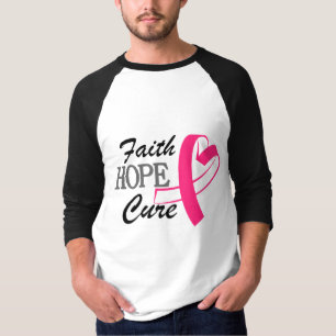Faith Hope Cure Rosa Ribbon Breast Cancer Awarenes T Shirt
