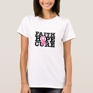 Faith Hope Cure Rosa Ribbon - Breast Cancer T Shirt