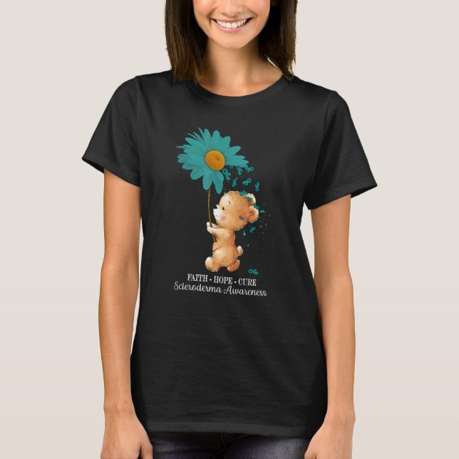 Faith Hope Cure Teal Scleroderma Awareness T Shirt (Framsida)