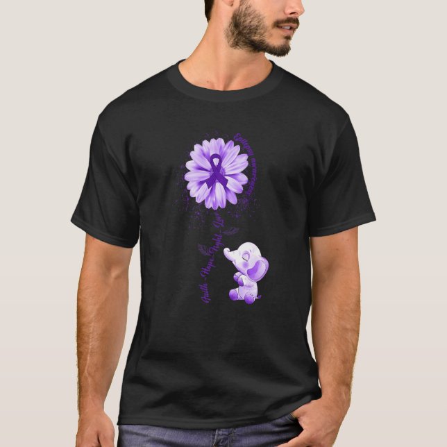 Faith Hope Fight Kärlek Elephant Epilepsy Awarenes T Shirt (Framsida)