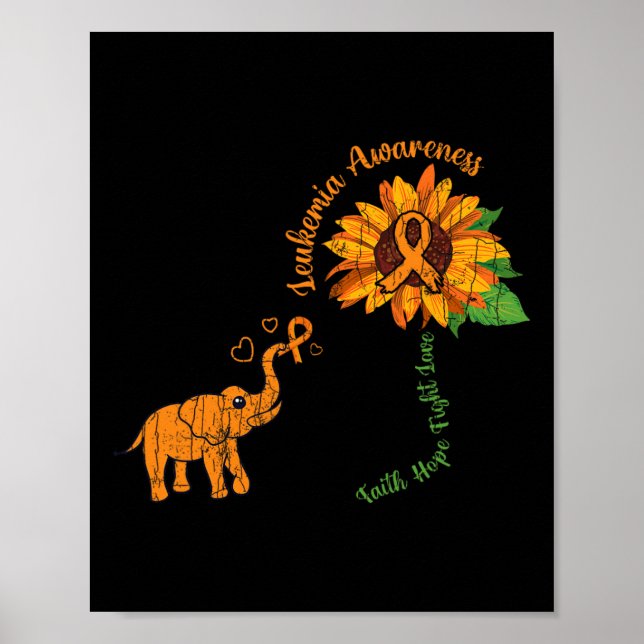 Faith Hope Fight Kärlek Leukemia Awareness Ribbon  Poster (Framsidan)