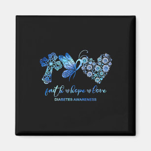 Faith Hope Fight Kärlek Sunblommor Diabetes Awaren Magnet